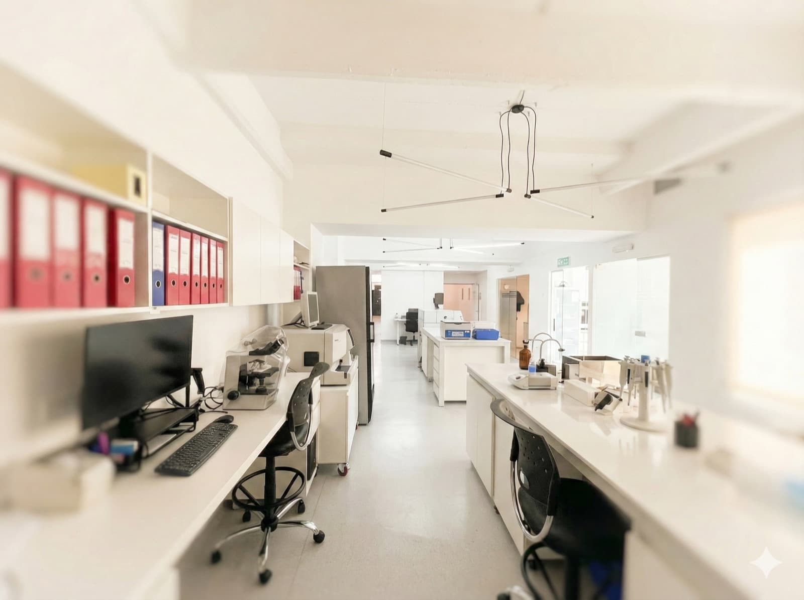Interior del laboratorio Aclimu: mesadas, equipamiento y áreas de trabajo